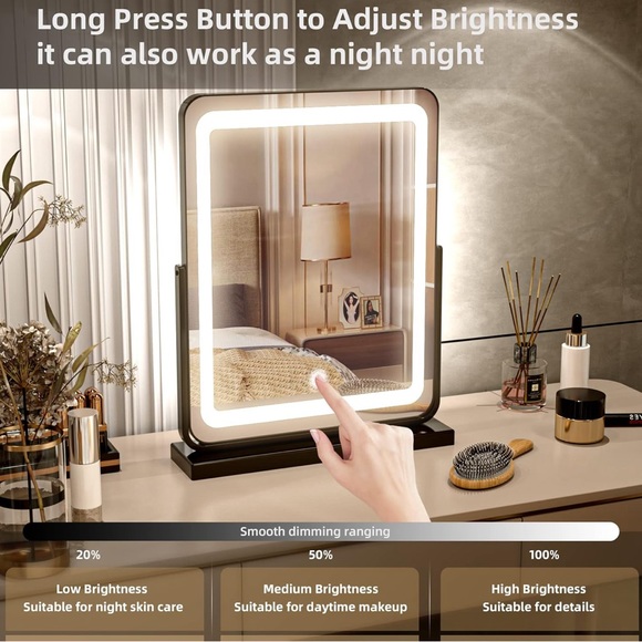 PRIMETEK Makeup Vanity Mirror with Lights - Large Lighted Mirror for Desk - Picture 3 of 4